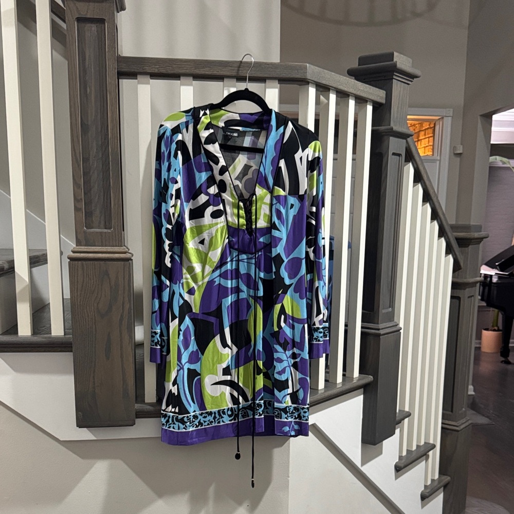 Analili Multicolor Abstract Midi Dress
